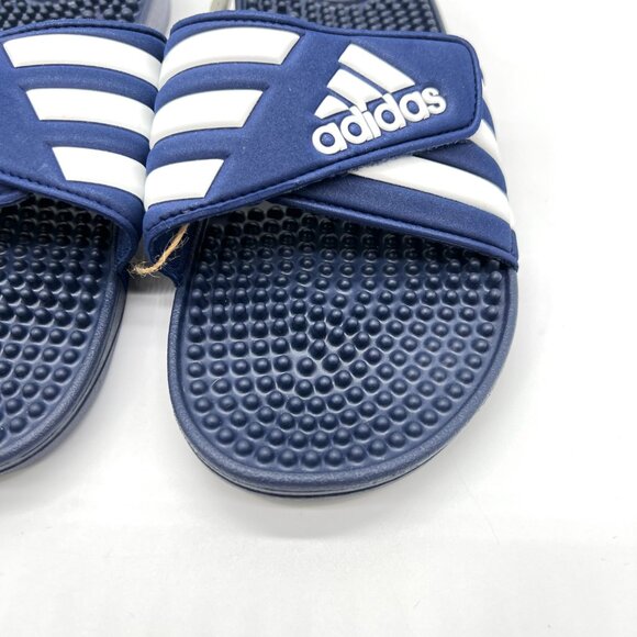 Adidas Unisex Adissage Navy Blue And White Slip On‎ Slides Sandals Shoes - Picture 4 of 12